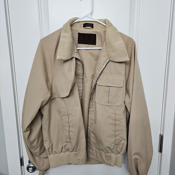 Robert Lewis Lined Vented Jacket Beige Zip Front Long Sleeve Men - Picture 1 of 10